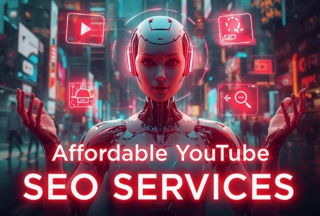 Affordable AI-powered YouTube SEO services by Md Momenul Islam with futuristic AI design